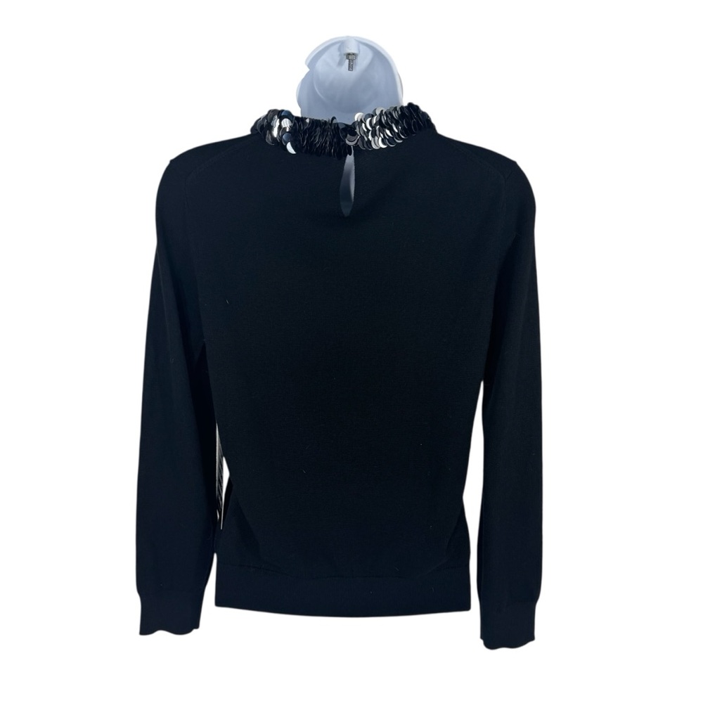 NWT Tuckernuck Black Sequin Trim Lina Sweater Crewneck Knit Top Size S - Picture 5 of 8